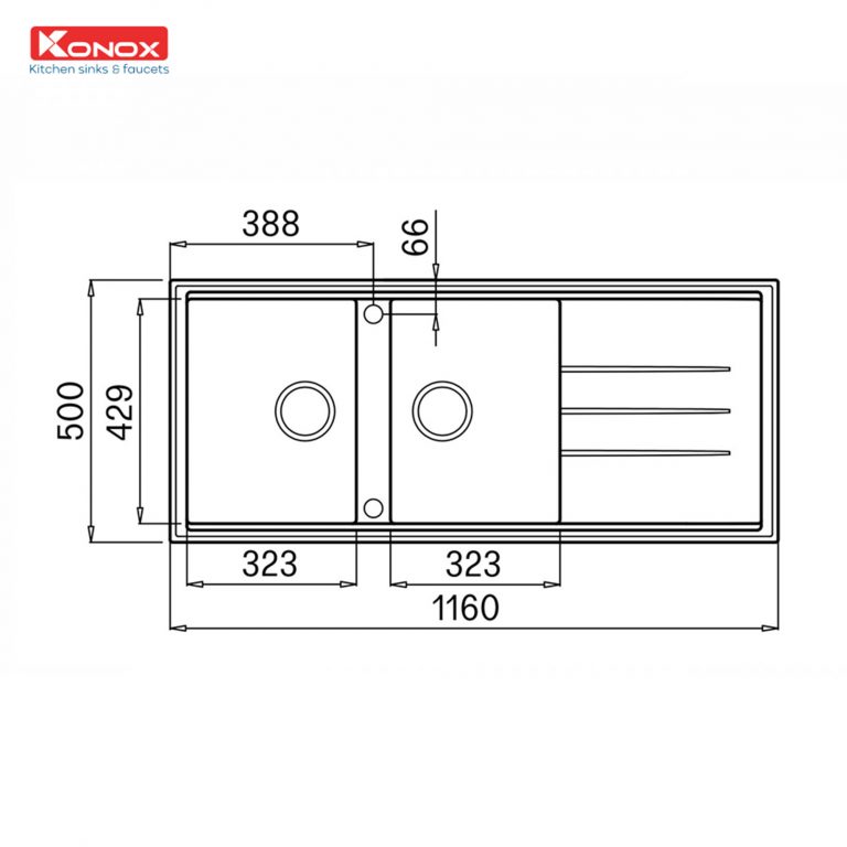 Alternative view of Chậu Rửa Chén KONOX PHOENIX 1160 Grey Màu Xám