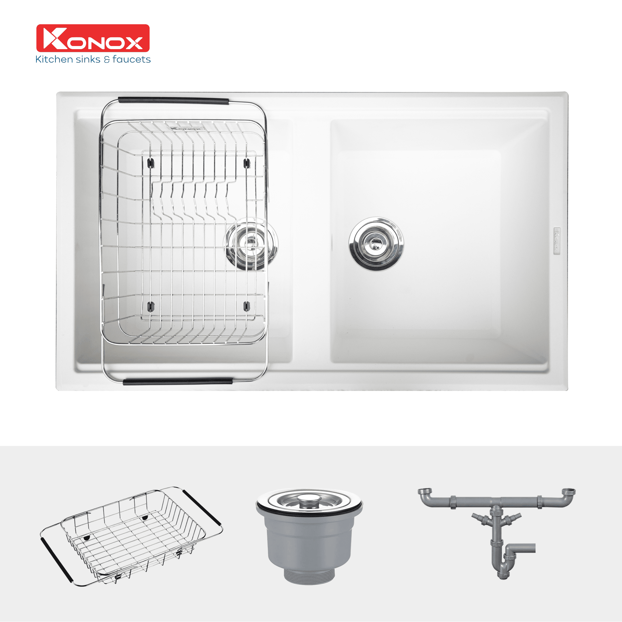 Ảnh công trình thực tế Chậu Rửa Chén KONOX PHOENIX 860 White Silver 2 Hộc Màu Trắng