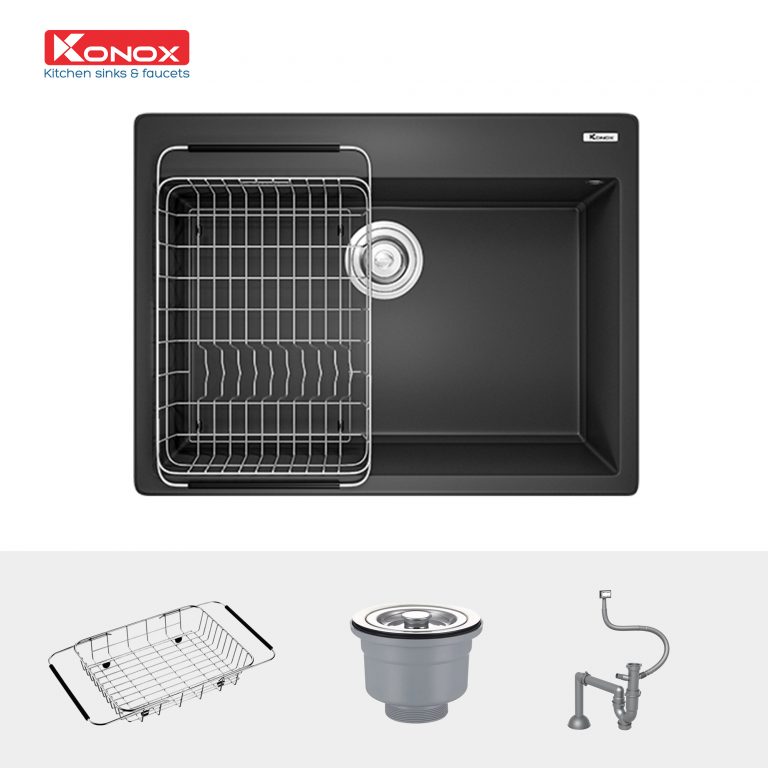 Ảnh công trình thực tế Chậu Rửa Chén KONOX Ruvita 680 Black Đá Granite 1 Hộc 680mm