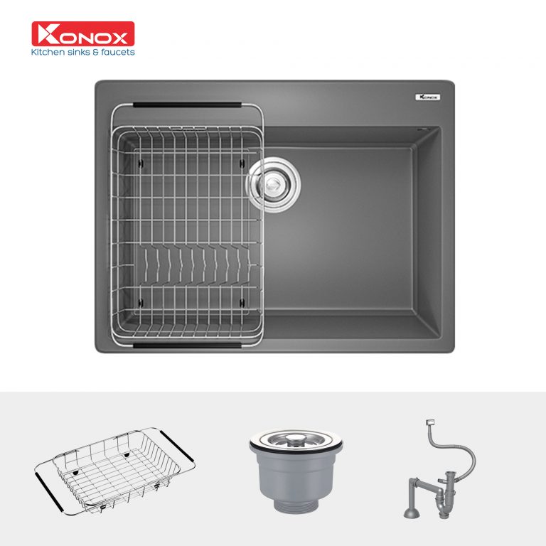 Ảnh công trình thực tế Chậu Rửa Chén KONOX Ruvita 680 Grey Đá Granite 1 Hộc 680mm