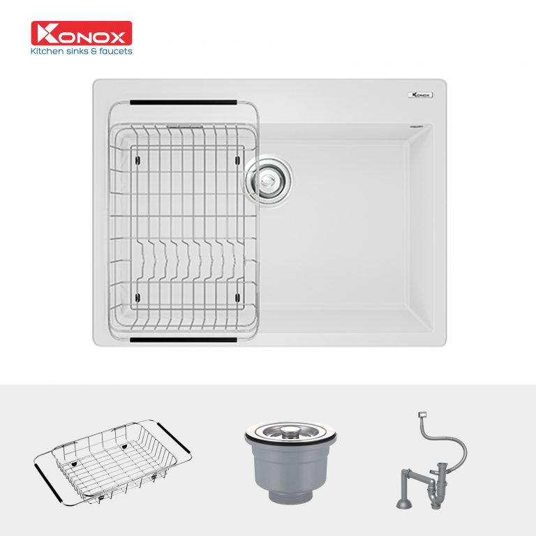 Ảnh công trình thực tế Chậu Rửa Chén KONOX Ruvita 680 White Silver Đá Granite 1 Hộc 680mm
