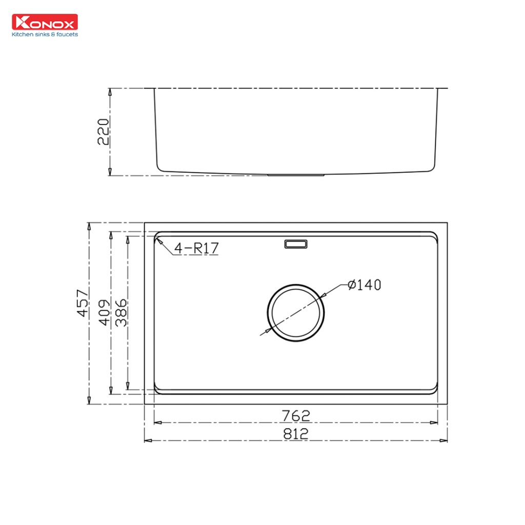 Ảnh công trình thực tế Chậu Rửa Chén KONOX KN8146SU Dekor Basic Chống Xước Inox 1 Hộc