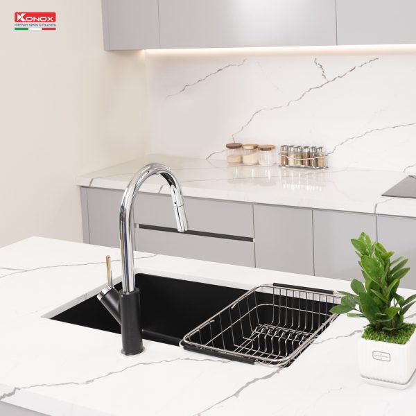 Ảnh công trình thực tế Chậu Rửa Chén KONOX NAROS 760S Black Đá Granite 760mm