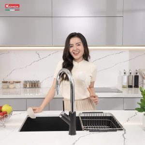 Ảnh công trình thực tế Chậu Rửa Chén KONOX NAROS 760S Black Đá Granite 760mm