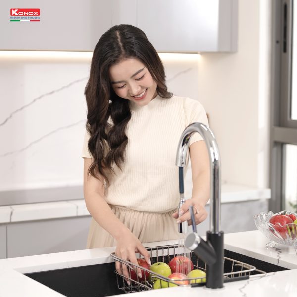Ảnh công trình thực tế Chậu Rửa Chén KONOX NAROS 760S Black Đá Granite 760mm