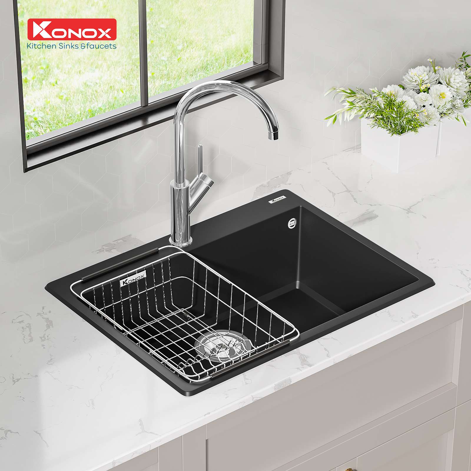 Ảnh công trình thực tế Chậu Rửa Chén KONOX Ruvita 680 Black Đá Granite 1 Hộc 680mm