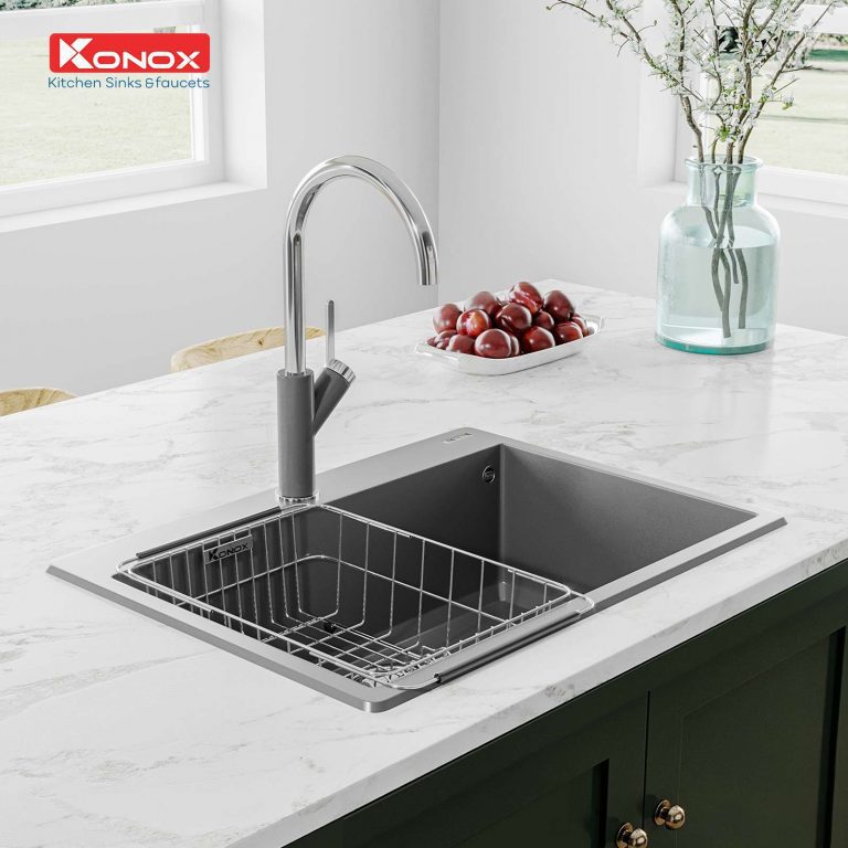 Ảnh công trình thực tế Chậu Rửa Chén KONOX Ruvita 680 Grey Đá Granite 1 Hộc 680mm