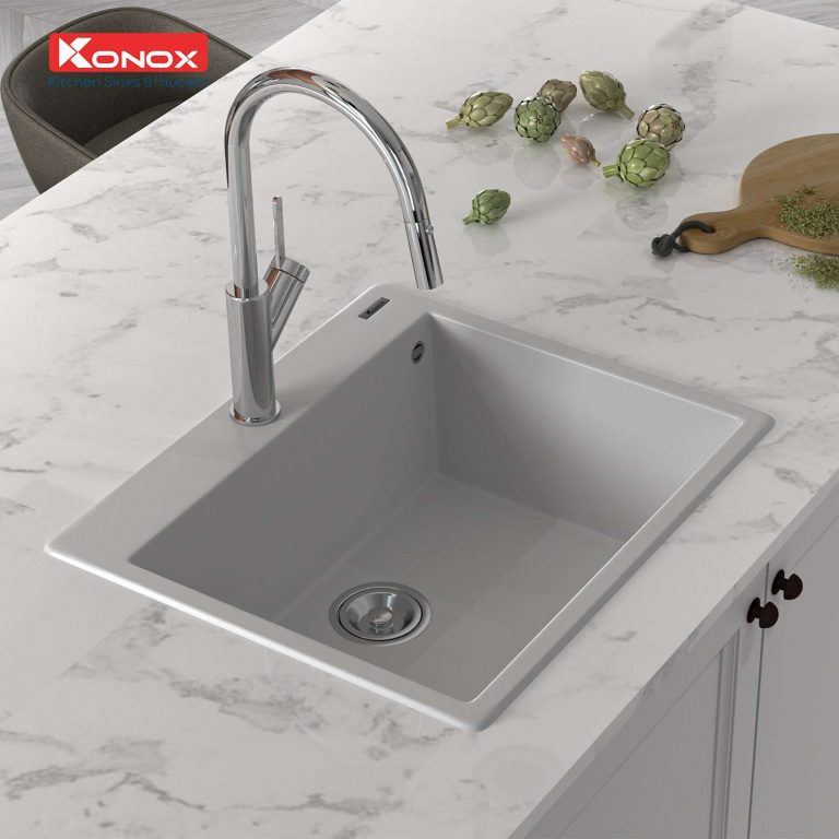 Ảnh công trình thực tế Chậu Rửa Chén KONOX Ruvita 680 White Silver Đá Granite 1 Hộc 680mm