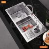 Chậu Rửa Chén GARIS MS22.96 Inox Xước Mờ 2 Hộc Lệch Có Máy Rửa Ly