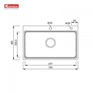 Ảnh công trình thực tế Chậu Rửa Chén KONOX KN7548SO Inox 1 Hộc