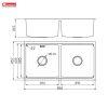 Chậu Rửa Chén KONOX KN8646DU Dekor Basic 2 Hộc Inox - ảnh 2