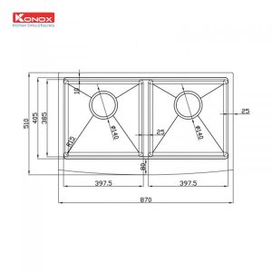 Ảnh công trình thực tế Chậu Rửa Chén KONOX KN8751DA Curve 2 Hộc