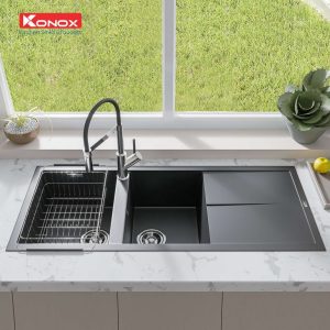 Ảnh công trình thực tế Chậu Rửa Chén KONOX LIVELLO 1160 Black Màu Đen