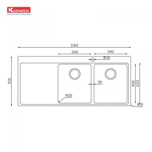 Ảnh công trình thực tế Chậu Rửa Chén KONOX MIRO 1160 INOX