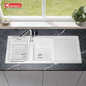 Ảnh công trình thực tế Chậu Rửa Chén KONOX PHOENIX 1160 White Silver Màu Trắng