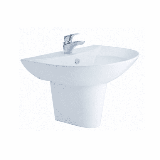 Chậu Rửa Lavabo COTTO C4219 Treo Tường Kèm Chân Ngắn
