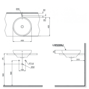 Ảnh công trình thực tế Chậu rửa lavabo đặt bàn LW526NJU