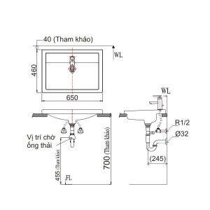 Ảnh công trình thực tế Chậu Rửa Lavabo INAX AL-2397VFC Dương Vành Aqua Ceramic