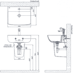 Ảnh công trình thực tế Chậu Rửa Lavabo INAX AL-312V/L-298VC Kèm Chân Ngắn Treo Tường Aqua Ceramic