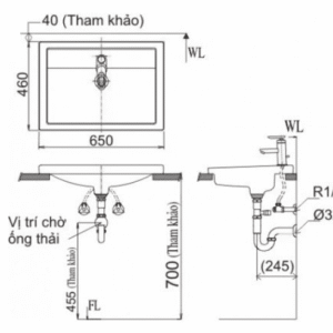 Ảnh công trình thực tế Chậu Rửa Lavabo INAX L-2397V Dương Vành