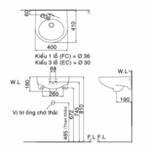 Ảnh công trình thực tế Chậu Rửa Lavabo INAX L-282V Treo Tường