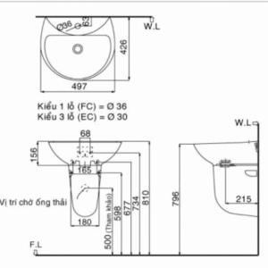 Ảnh công trình thực tế Chậu Rửa Lavabo INAX L-285V/L-288VC Kèm Chân Ngắn Treo Tường