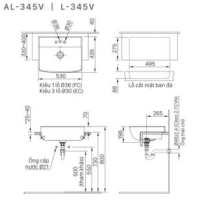 Ảnh công trình thực tế Chậu Rửa Lavabo INAX L-345VFC Bán Âm Bàn