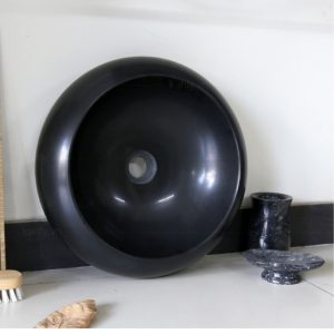 Ảnh công trình thực tế Chậu Rửa Mặt Lavabo Kanly MAR122V Đặt Bàn Đá Tự Nhiên Màu Đen 400×120 mm
