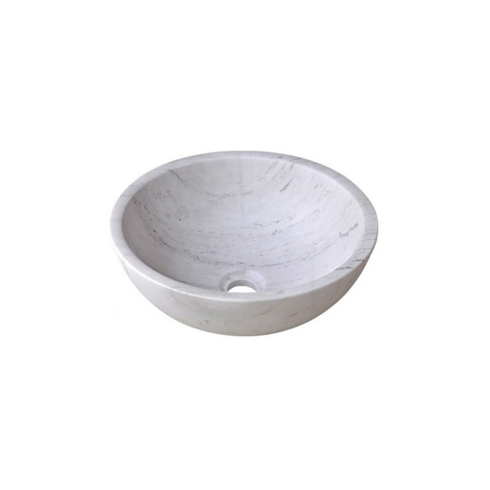Chậu Rửa Mặt Lavabo Kanly MAR13V Đặt Bàn Đá Trắng Sữa 400×150 mm