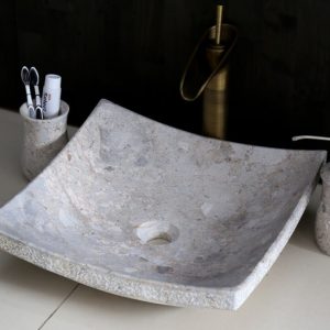 Ảnh công trình thực tế Chậu Rửa Mặt Lavabo Kanly MAR31V Đặt Bàn Đá Tự Nhiên 400×120 mm