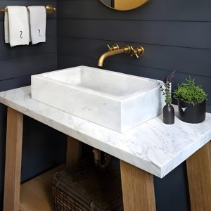 Ảnh công trình thực tế Chậu Rửa Mặt Lavabo Kanly MAR93V Đặt Bàn Đá Tự Nhiên Chữ Nhật