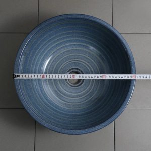Ảnh công trình thực tế Chậu rửa mặt lavabo Kanly xanh SU018 đặt bàn sứ mỹ thuật 400×150 mm