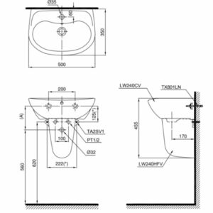 Ảnh công trình thực tế Chậu Rửa Mặt Lavabo TOTO LHT240CS#W Treo Tường Chân Ngắn