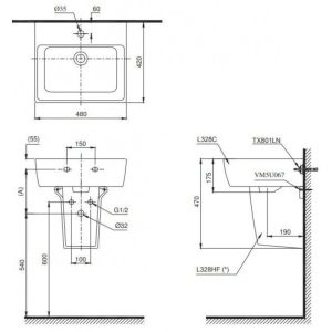 Ảnh công trình thực tế Chậu Rửa Mặt Lavabo TOTO LHT328C#XW Chữ Nhật Treo Tường Chân Ngắn