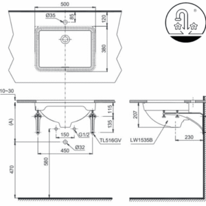 Ảnh công trình thực tế Chậu Rửa Mặt Lavabo TOTO LW1535V#XW/TL516GV Âm Bàn