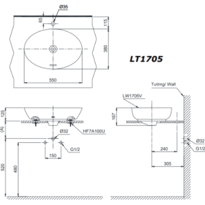 Ảnh công trình thực tế Chậu Rửa Mặt TOTO LT1705#XW Đặt Bàn