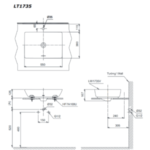 Ảnh công trình thực tế Chậu Rửa Mặt TOTO LT1735#XW Đặt Bàn