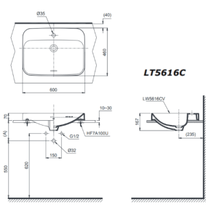 Ảnh công trình thực tế Chậu Rửa Mặt TOTO LT5616C#XW Đặt Bàn