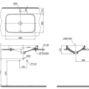 Ảnh công trình thực tế Chậu Rửa Mặt TOTO LT5716#XW Đặt Bàn