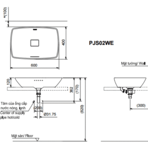 Ảnh công trình thực tế Chậu Rửa Mặt TOTO PJS02WE#MW Đặt Bàn Đá Cẩm Thạch Mờ