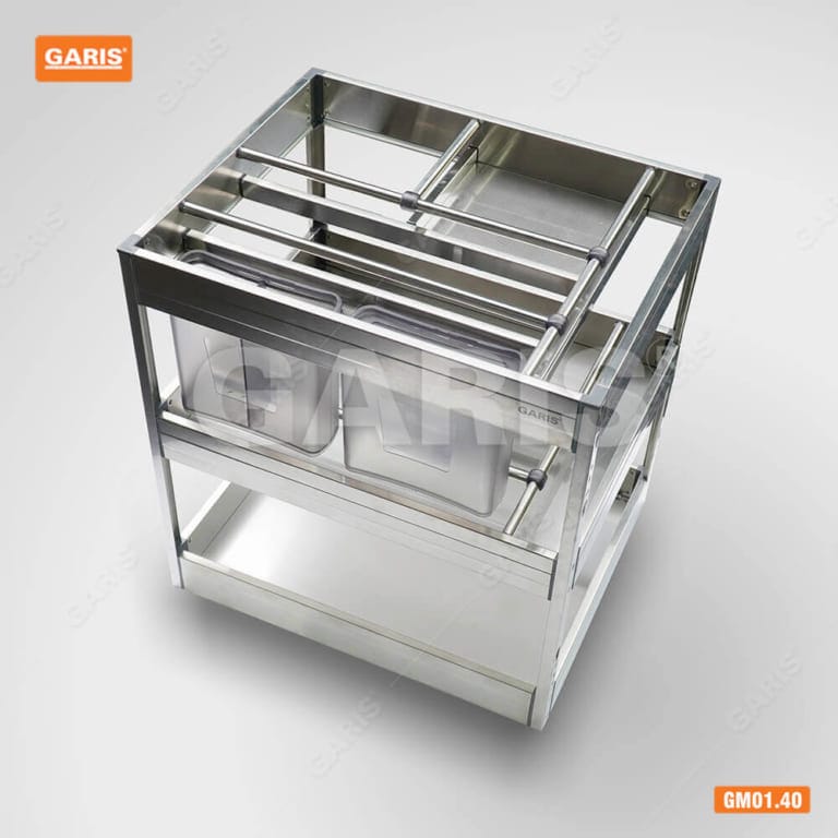Giá Dao Thớt Gia Vị Chai Lọ GARIS GM01.40 Inox Nan Hộp Cánh Kéo 400mm