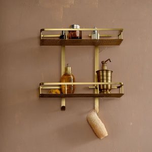 Ảnh công trình thực tế Kệ 2 tầng đựng đồ nhà tắm bằng đồng Kanly GCK30D