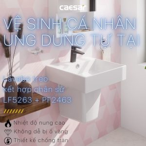 Ảnh công trình thực tế Lavabo treo tường Caesar LF5263/PF2463 chân lửng
