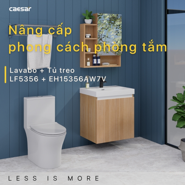 Ảnh công trình thực tế Tủ lavabo Caesar LF5356/EH15356AW7V 60cm màu vân gỗ