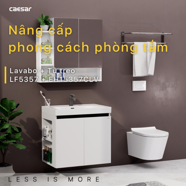 Ảnh công trình thực tế Tủ lavabo Caesar LF5357/EH15357CLV 70cm màu trắng hộc trái
