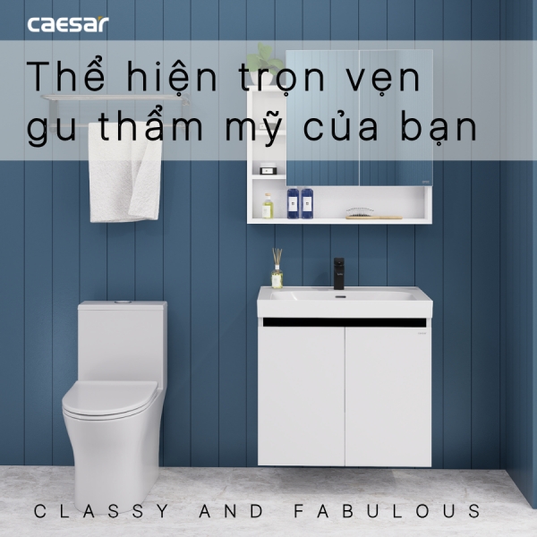 Ảnh công trình thực tế Tủ lavabo Caesar LF5357/EH15357CLV 70cm màu trắng hộc trái