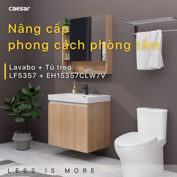 Ảnh công trình thực tế Tủ lavabo Caesar LF5357/EH15357CLW7V 70cm màu vân gỗ hộc trái