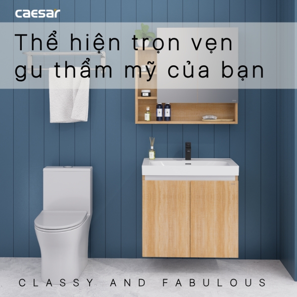 Ảnh công trình thực tế Tủ lavabo Caesar LF5357/EH15357CLW7V 70cm màu vân gỗ hộc trái