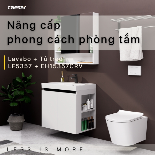 Ảnh công trình thực tế Tủ lavabo Caesar LF5357/EH15357CRV 70cm màu trắng hộc phải
