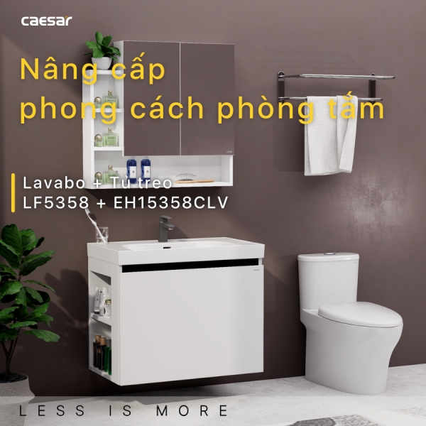Ảnh công trình thực tế Tủ lavabo Caesar LF5358/EH15358CLV 80cm màu trắng hộc trái